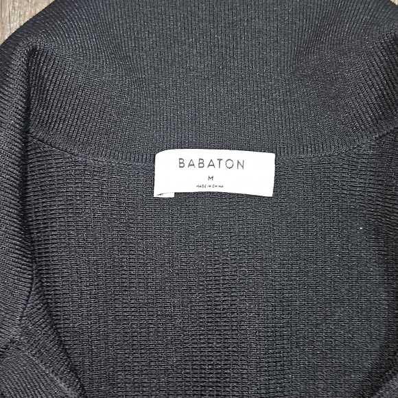 Aritzia Babaton Deep V Neck Sculpt Knit Ribbed Dress Sz M Black - Picture 13 of 15